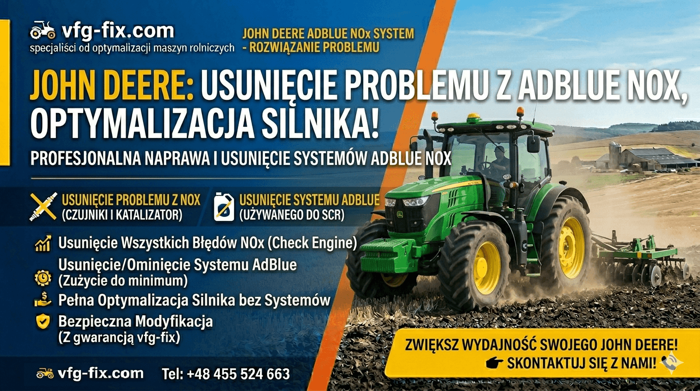 John Deere — usunięcie problemu AdBlue NOx