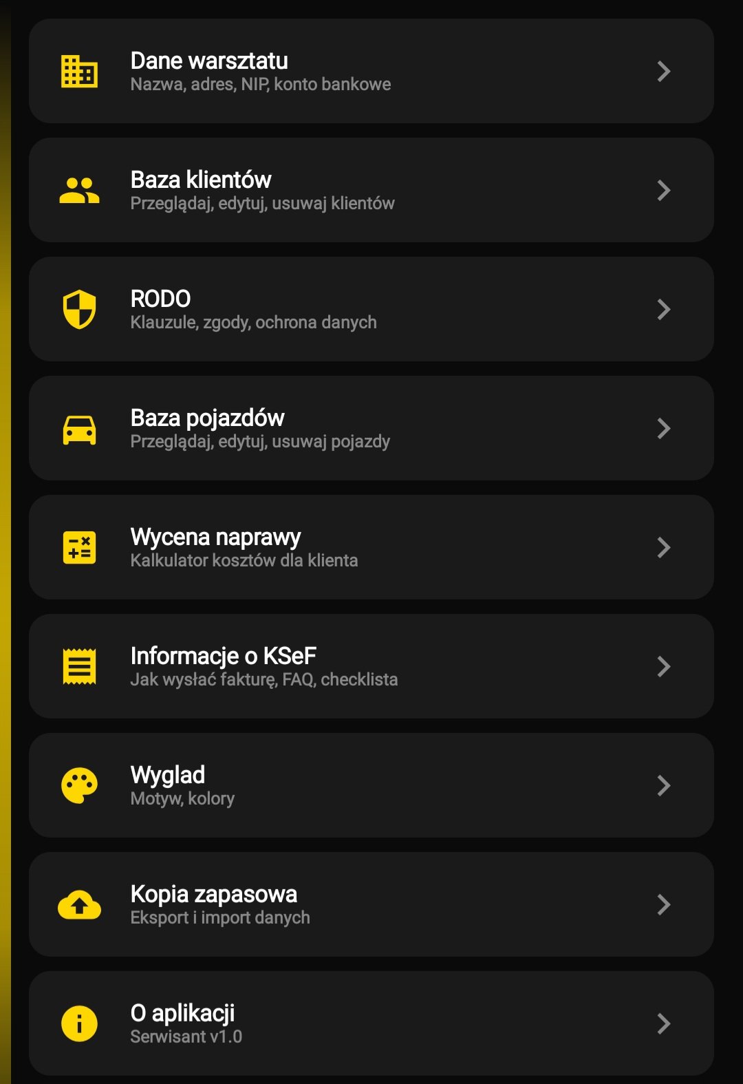 Ustawienia aplikacji